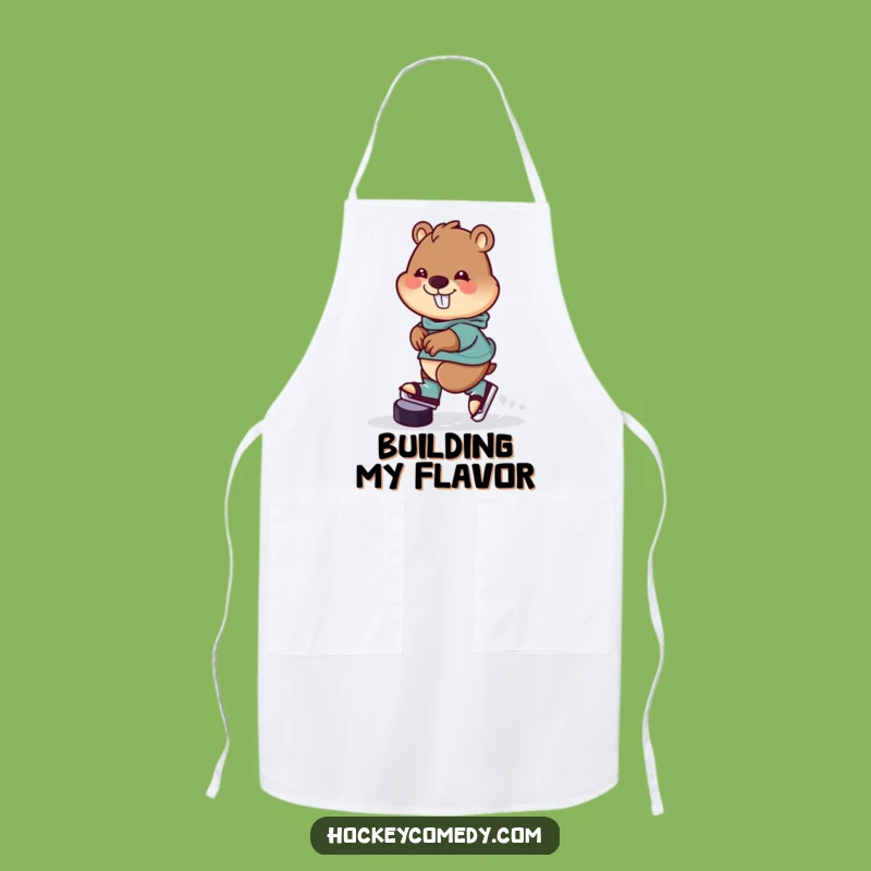 Funny Beaver Hockey Apron: Cook with a Cheerful Skater!