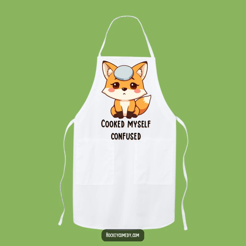 Funny Fox Puck Apron: Kitchen Hockey Wear, Hilarious Cooking Accessory, Great Gift