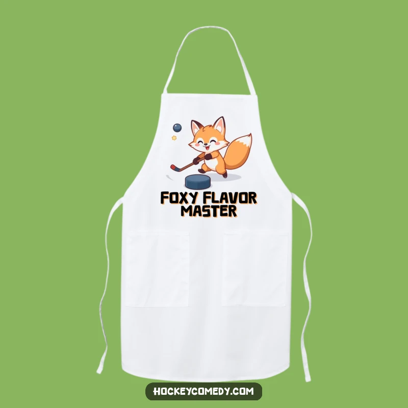 Funny Fox Hockey Apron - Cheerful Slap Shot Kitchen Wear, Perfect Funny Gift
