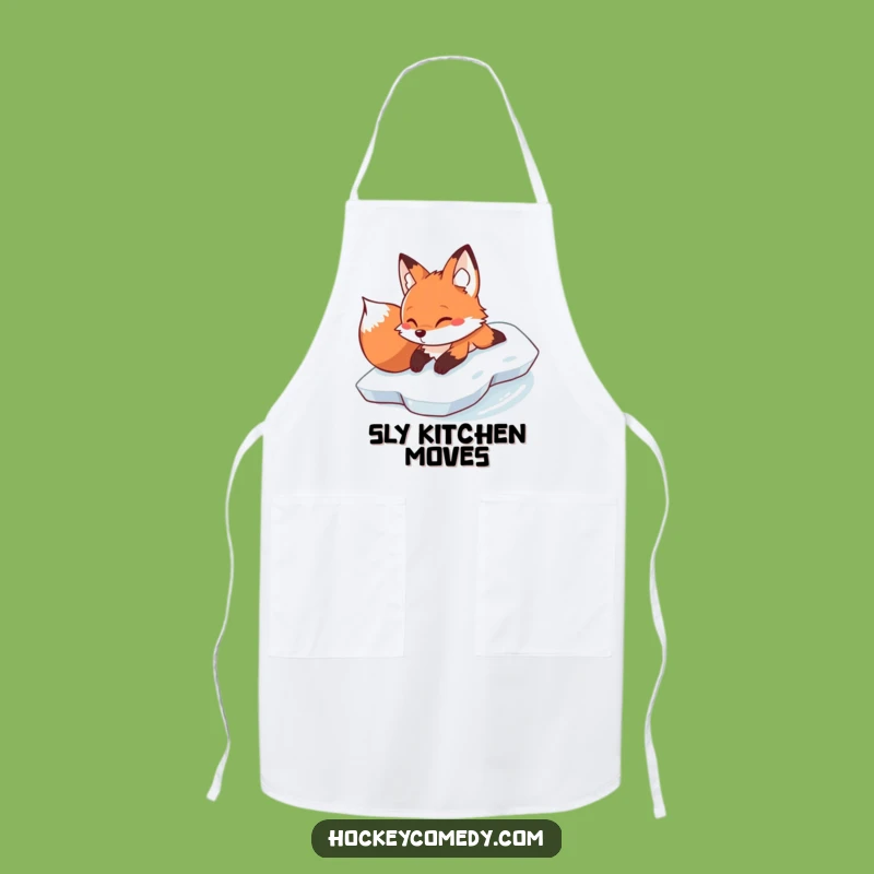Funny Fox Ice Slide Apron - Kitchen Winter Humor, Gift