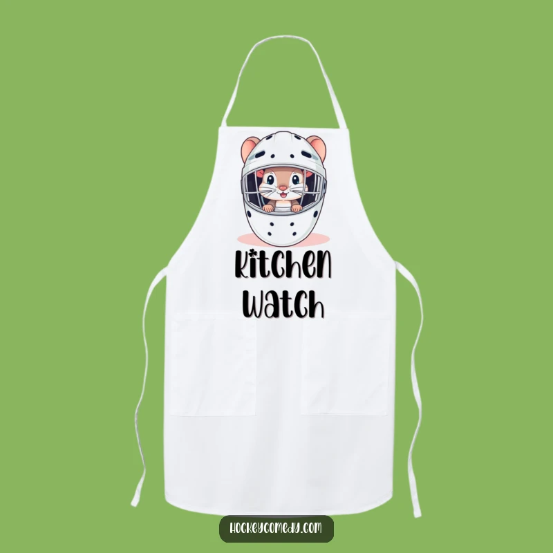 Funny Mouse Goalie Apron: Cook with Curious Hockey Flair