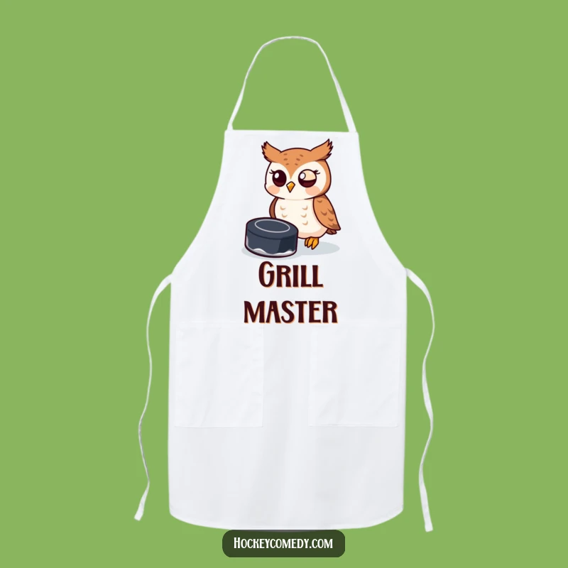 Funny Owl Hockey Apron - Kitchen Goalie Gift Idea