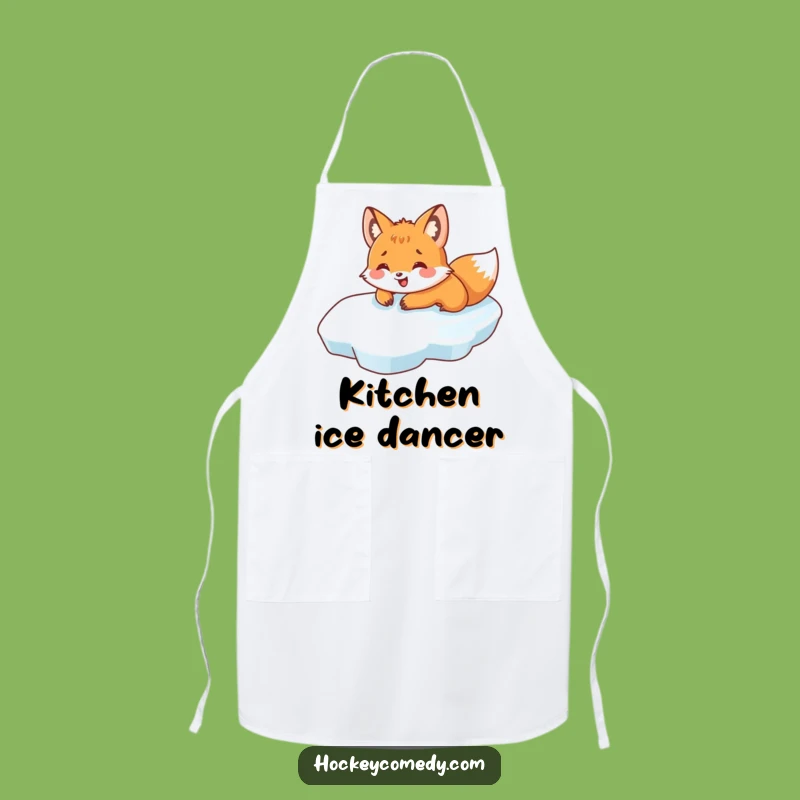 Funny Fox Ice Slide Chef Apron - Hilarious Winter Kitchen Wear