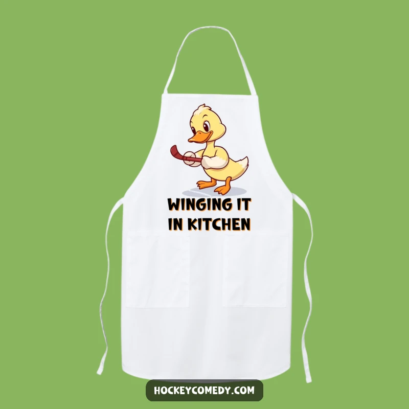 Funny Duck Hockey Apron: Cook Up Laughs with this Determined Bird's Slap Shot