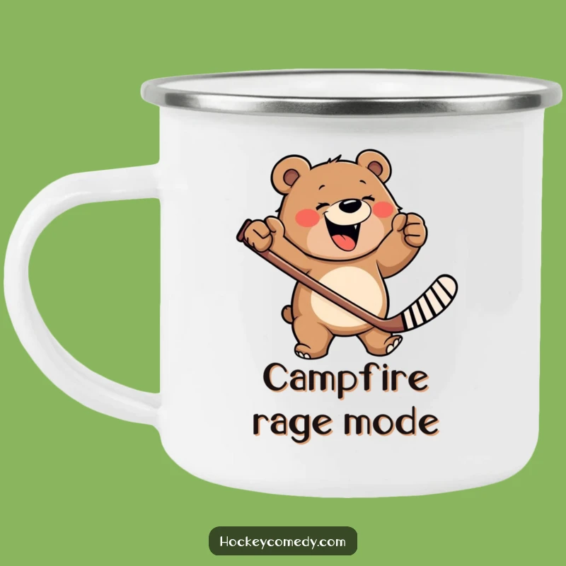 Funny Happy Bear Hockey Camping Mug - Adventure Fuel!