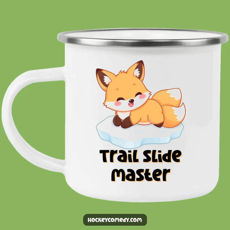 Funny Fox Ice Slide Camping Mug: Outdoor Winter Fun, Unique Funny Adventure Gift