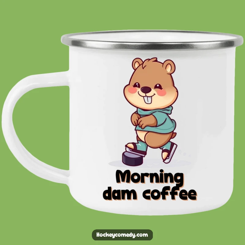 Funny Beaver Hockey Camping Mug: Your Cheerful Skater for Outdoor Fun!