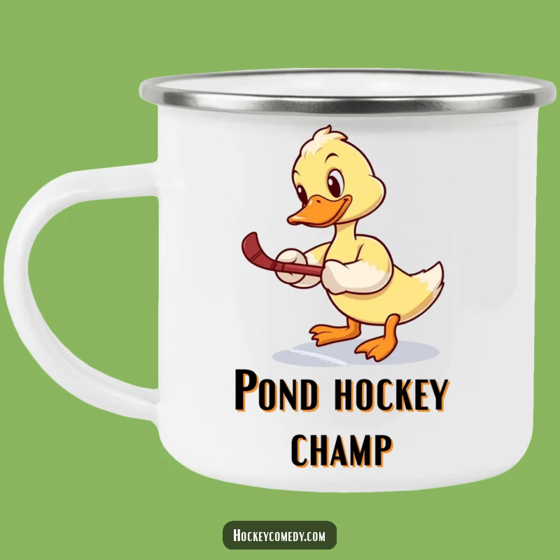 Funny Duck Hockey Camping Mug: Adventure Fuel with this Determined Bird's Slap Shot