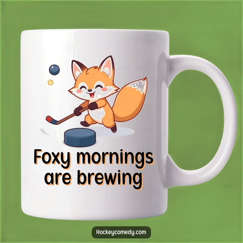 Funny Fox Hockey Mug - Cheerful Slap Shot Mishap, Perfect Funny Gift