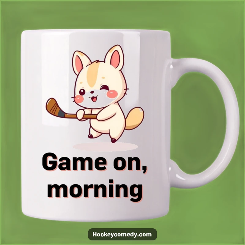 Funny Animal Hockey Mug - Cheerful Swing, Tiny Stick, Perfect Humorous Gift for Athletes