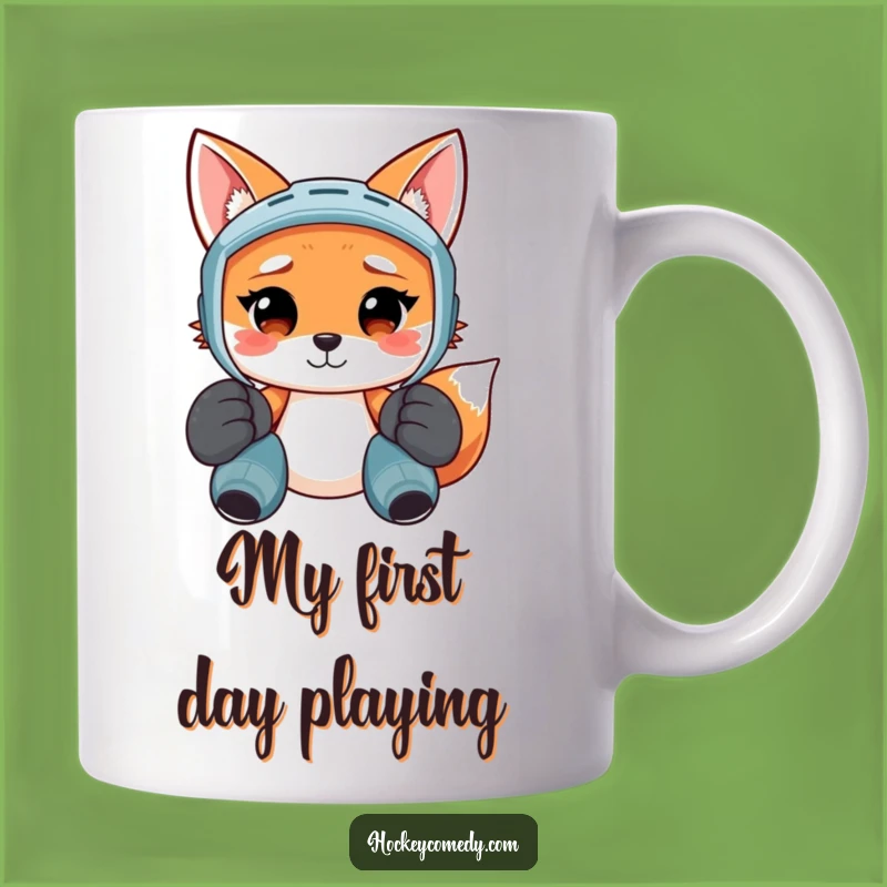 Funny Confused Fox Hockey Player Mug - Hilarious Gift for Hockey Fans!