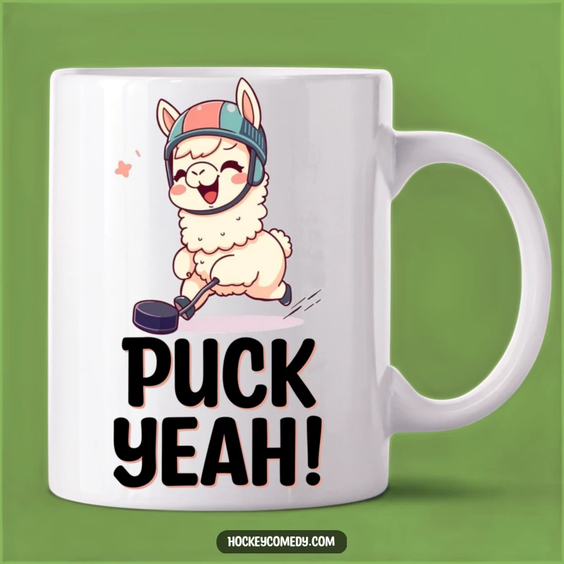Funny Giggling Llama Hockey Mug - Joyful Puck Chaser, Hilarious Gift!