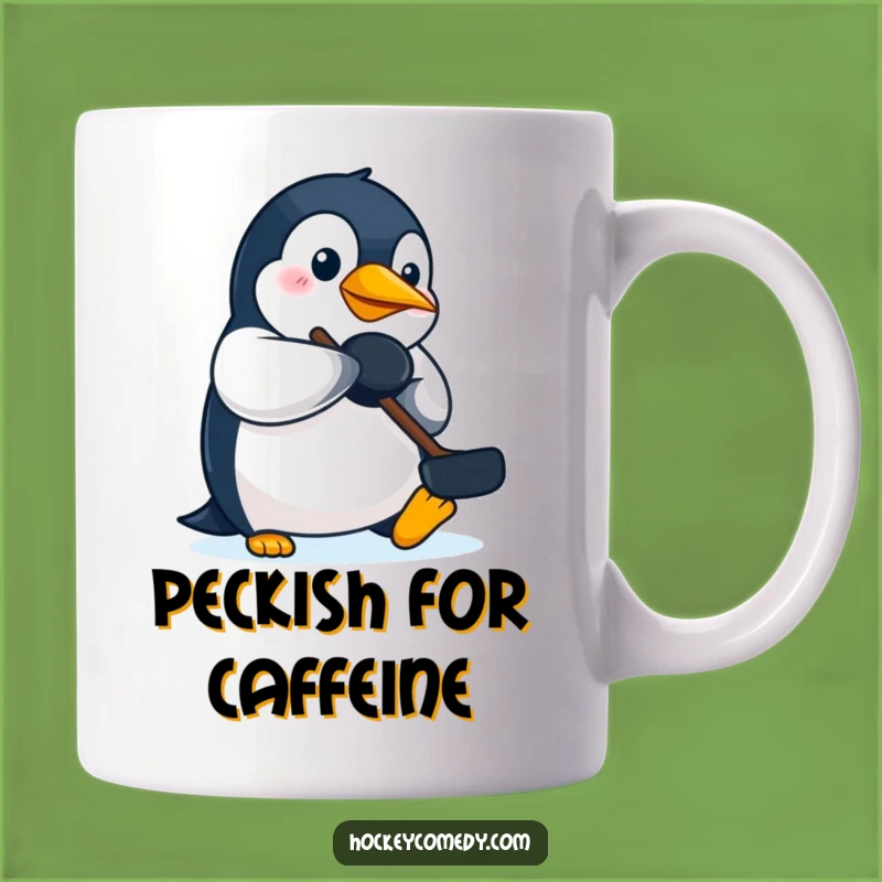 Funny Penguin Hockey Mug: Determined Beak Player Action, Perfect Funny Gift
