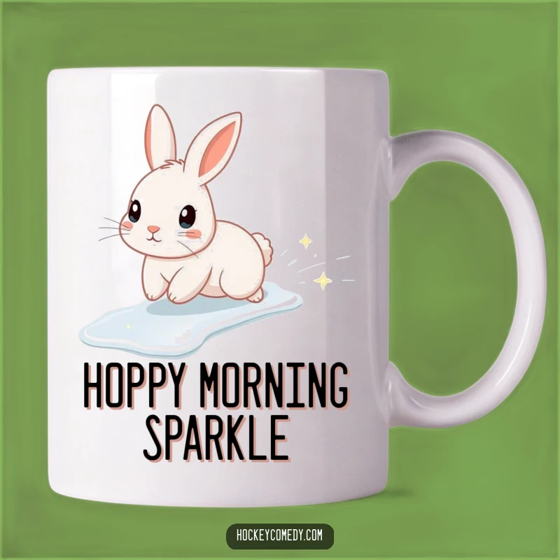 Funny Rabbit Ice Skating Mug: Sparkly Slide, Adorable Gift for skaters