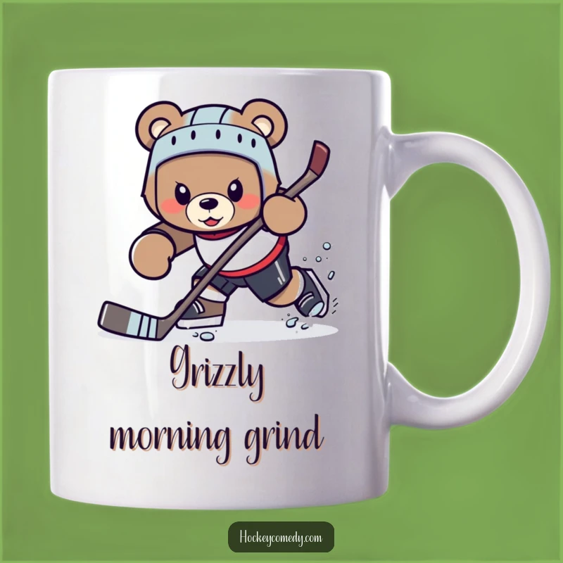 Funny Determined Bear Hockey Mug - Action-Packed Sports Gift