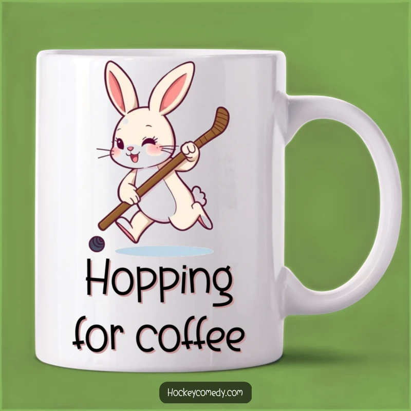 Funny Rabbit Hockey Mug - Playful Ice Sport Animal Gift