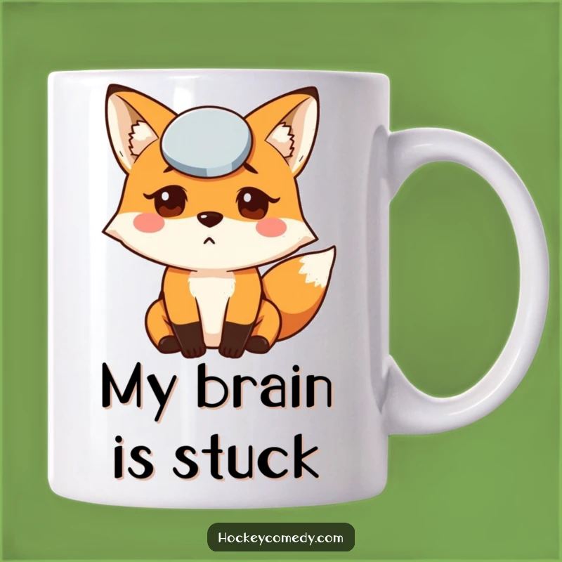 Funny Fox Puck Mug: Confused Character Art, Perfect Hilarious Gift for Hockey Fans