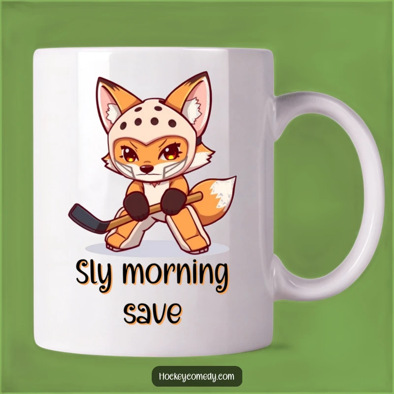 Funny Fox Goalie Mug: Determined Stopper Ready for the Puck Gift