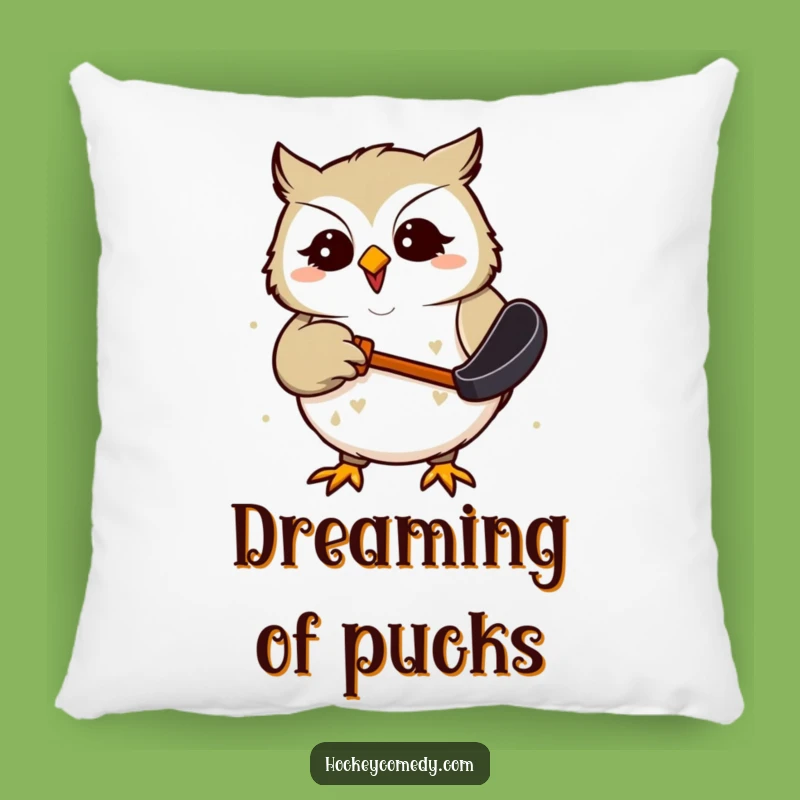 Funny Owl Hockey Pillow: Snuggle Up with a Giggling Hockey Player!