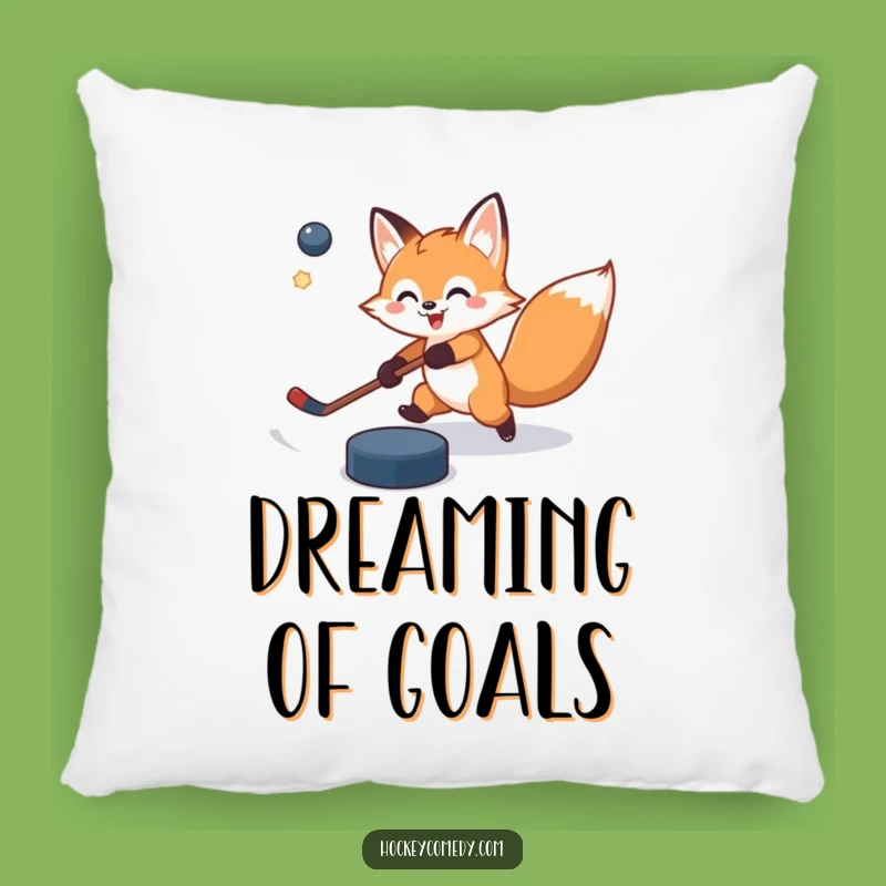 Funny Fox Hockey Pillow - Cozy Slap Shot Mishap Cushion, Perfect Funny Gift