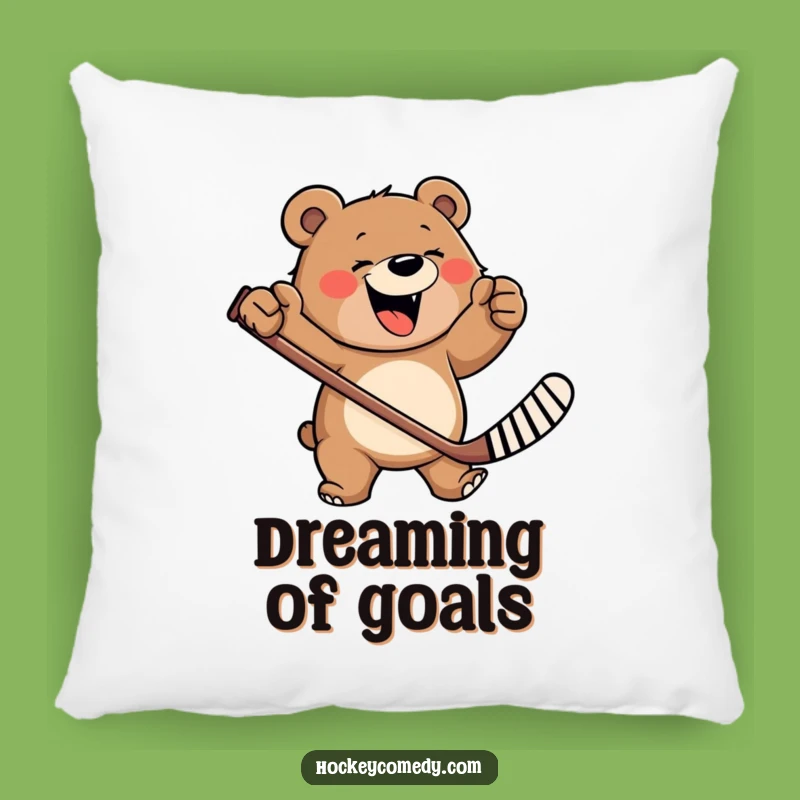 Funny Happy Bear Hockey Pillow - Snuggly & Fiercely Fun!