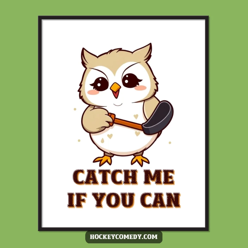 Funny Owl Hockey Digital Art: Print a Giggling Bird for Your Walls!