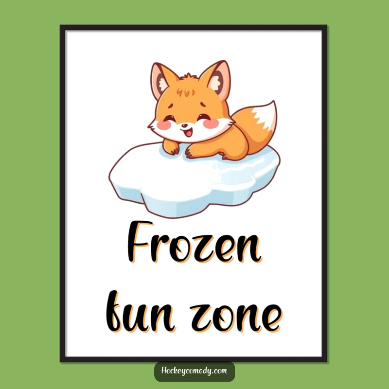 Funny Fox Belly Slide Digital Art - Cheerful Winter Wall Decor
