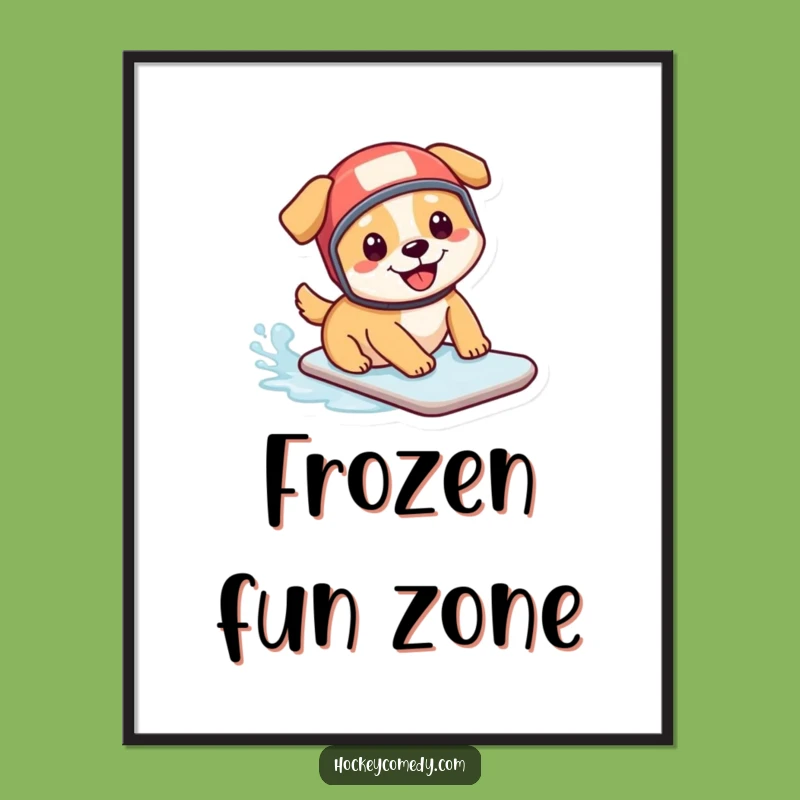 Funny Hockey Dog Digital Art Print: Instant Joy with this Pup's Icy Antics
