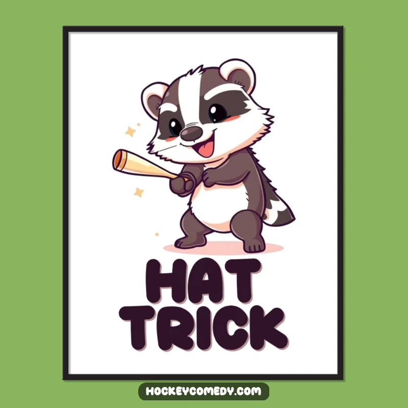 Funny Badger Hockey Digital Art: Instant Game Day Cheer