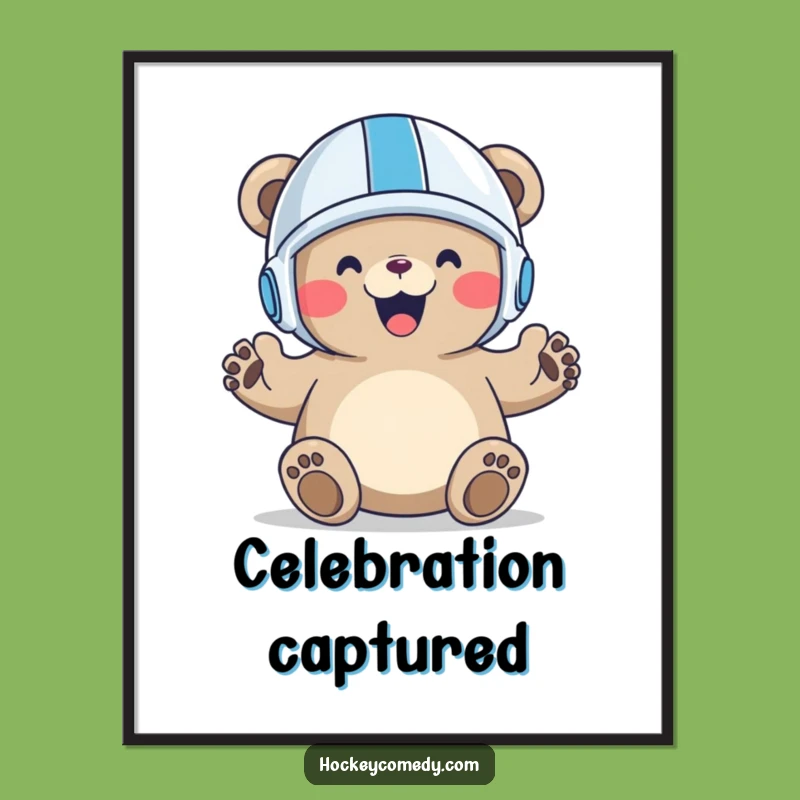 Funny Bear Goal Digital Art Print: Instant Download, Winning Character, Great Gift