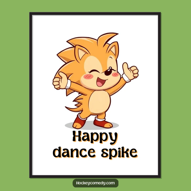 Funny Hedgehog Victory Digital Art: Dance Celebration, Instant Gift
