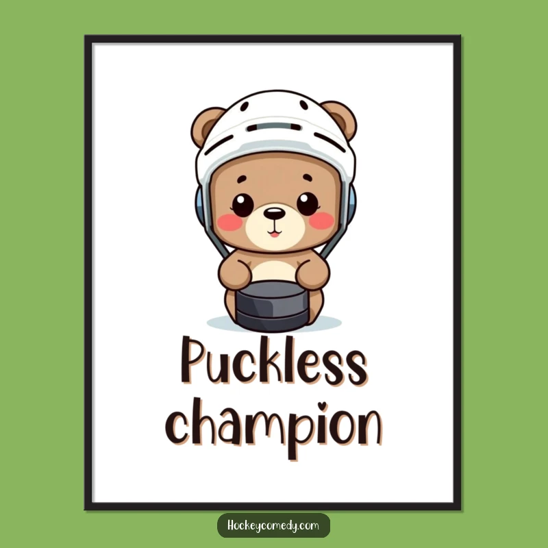 Funny Hockey Bear Digital Art - Comedic Sports Scene, Humorous Gift