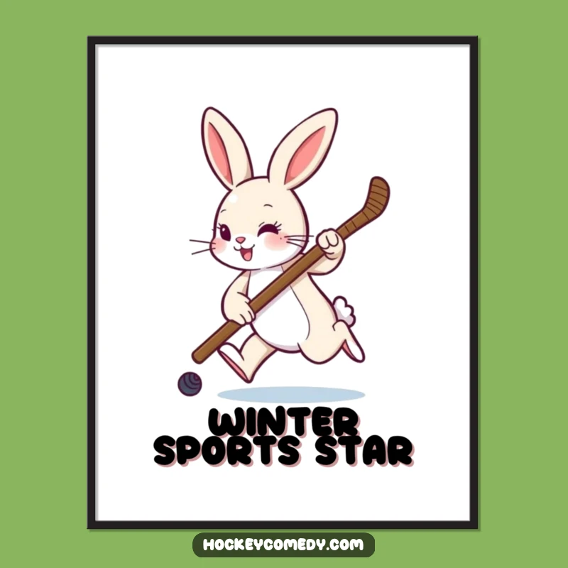 Funny Rabbit Hockey Digital Art - Playful Sports Wall Decor