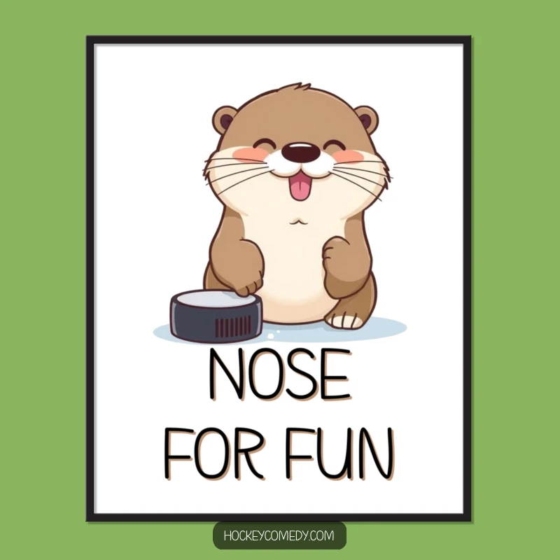 Funny Otter Hockey Digital Art - Cheerful Aquatic Decor, Gift