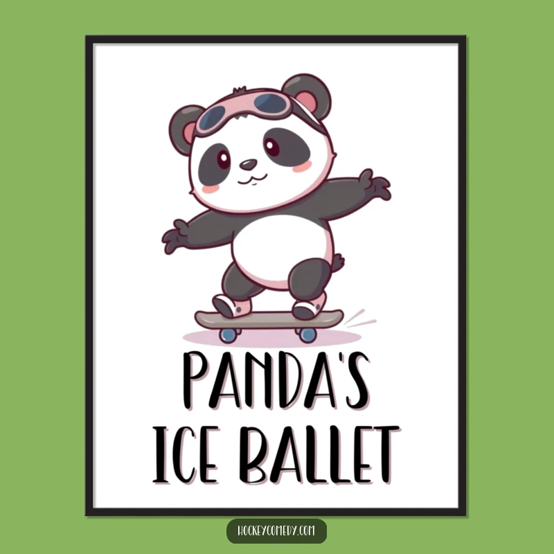 Funny Panda Skate Digital Art - Wobbly Beginner Decor, Gift