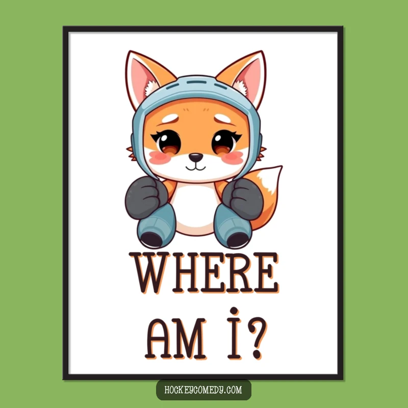Funny Confused Fox Hockey Player Digital Art - Instant Laughs for Your Walls!