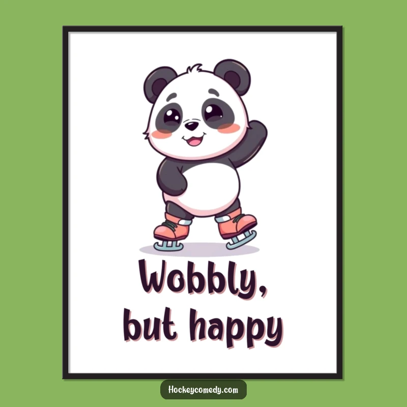 Funny Panda Skating Digital Art - Wobbly Bear Instant Download, Perfect Funny Gift