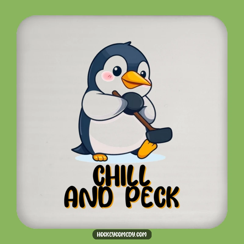 Funny Penguin Hockey Coaster: Protect Surfaces with Arctic Charm, Funny Gift