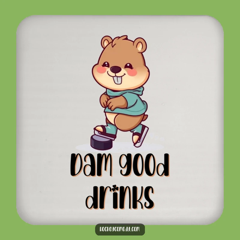 Funny Beaver Hockey Drink Coaster: Protect Surfaces with Cheerful Style!
