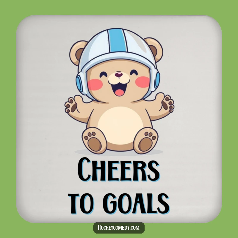 Funny Bear Goal Drink Coaster: Protect Surfaces with Sports Art, Quirky Funny Gift