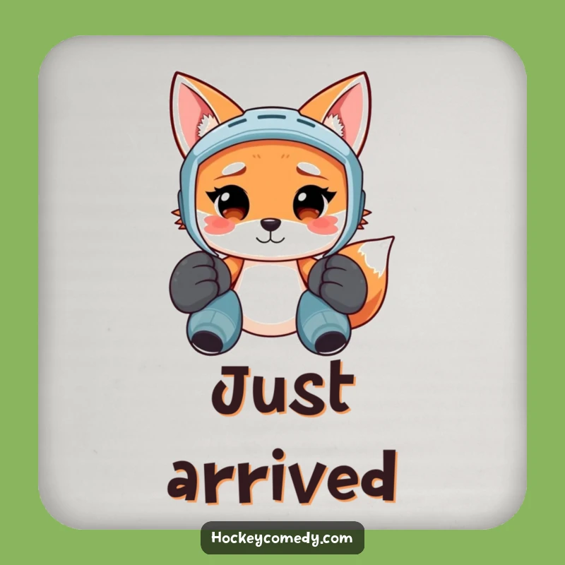 Funny Confused Fox Hockey Player Coaster - Protect Surfaces with Humor!