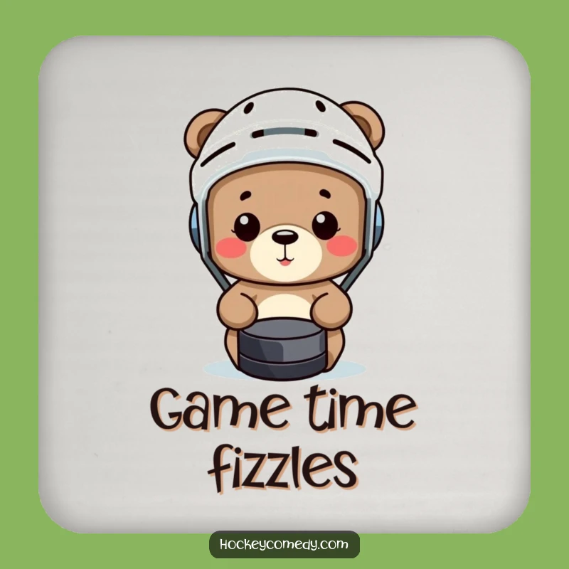 Funny Hockey Bear Coaster Set - Sports Blooper Protection, Gift