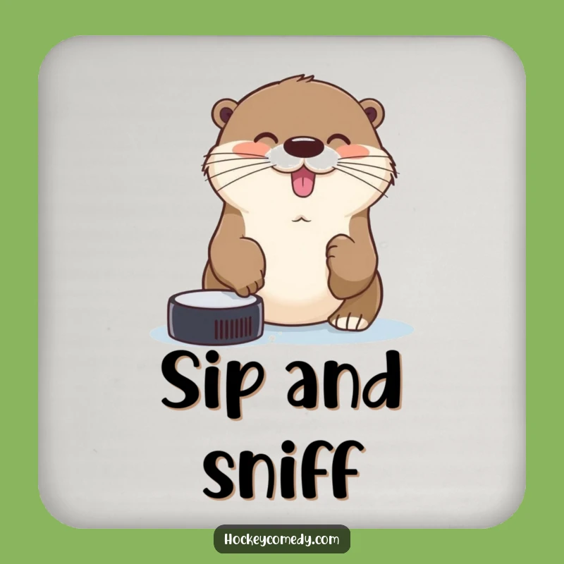Funny Otter Hockey Coaster Set - Aquatic Protection, Humorous Gift
