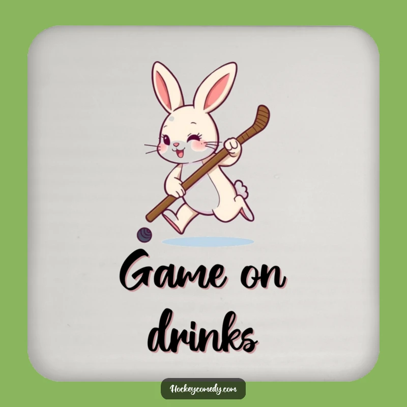 Funny Rabbit Hockey Coaster Set - Protect Surfaces with Sporty Fun