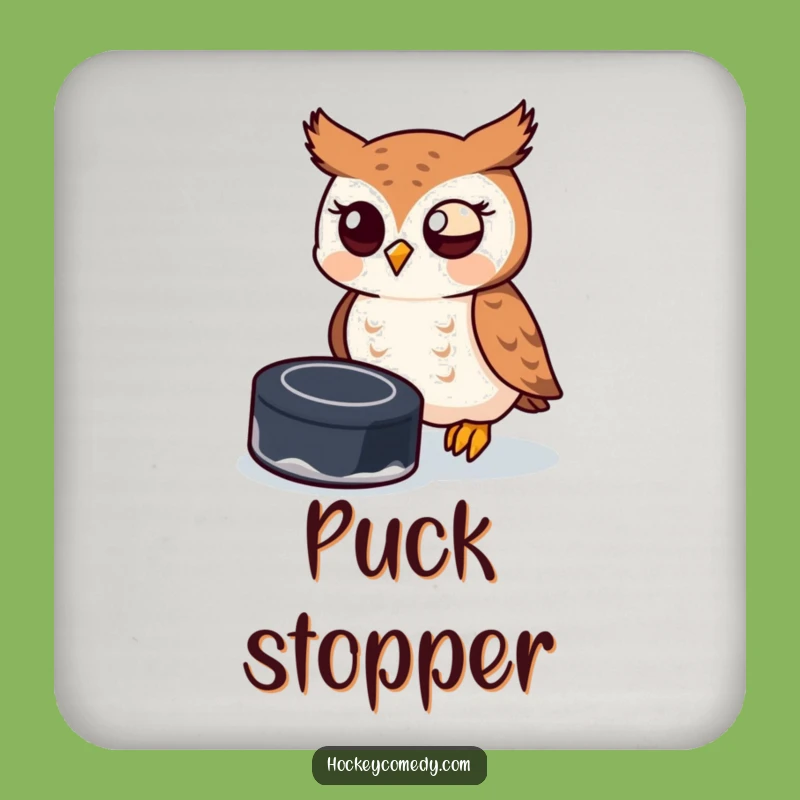Funny Owl Hockey Coaster - Tabletop Goalie Gift