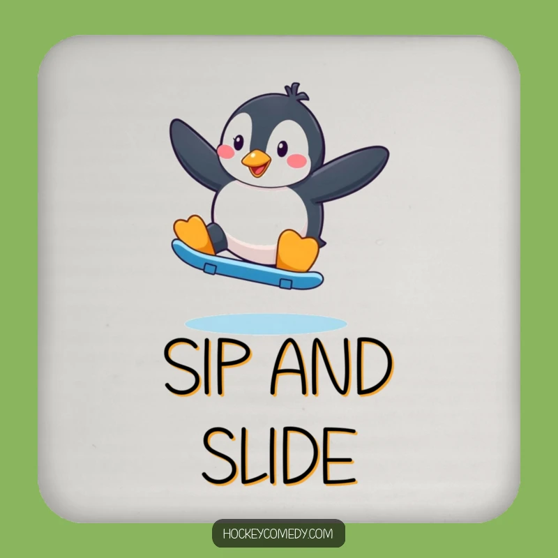 Funny Penguin Skater Coasters: Protect Surfaces with Cool Flair - A Funny Gift