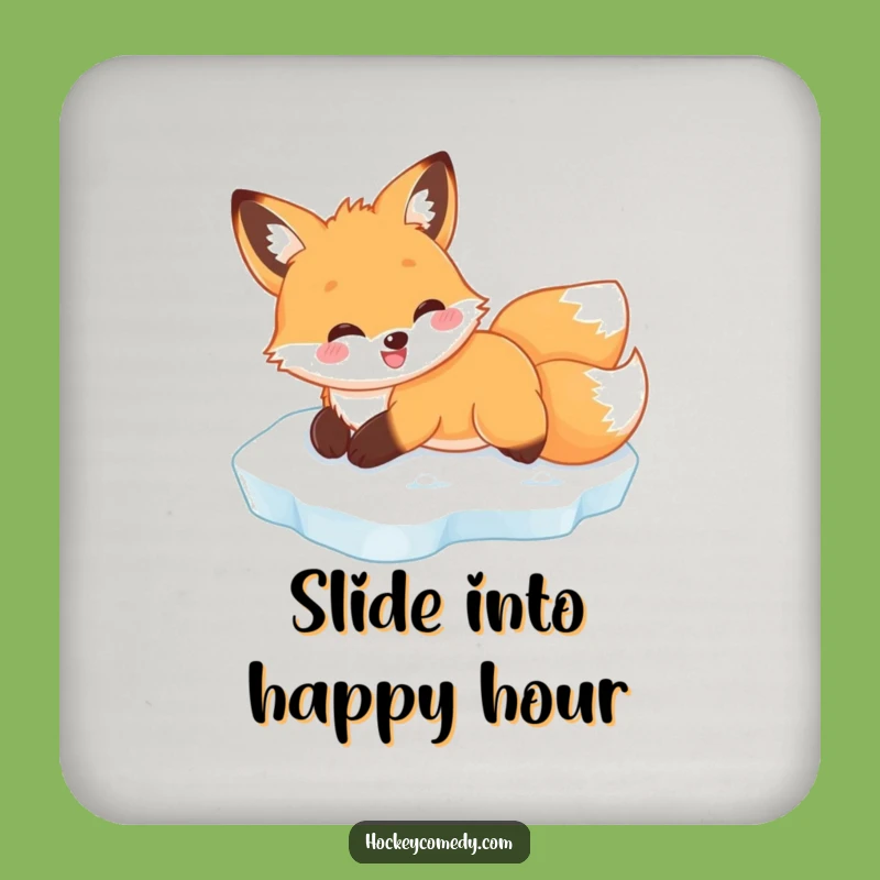 Funny Fox Ice Slide Coaster: Protect Surfaces with Arctic Charm, Funny Gift