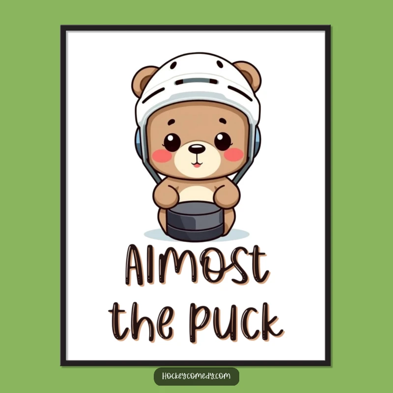 Funny Hockey Bear Poster - Comedic Sports Art, Humorous Gift