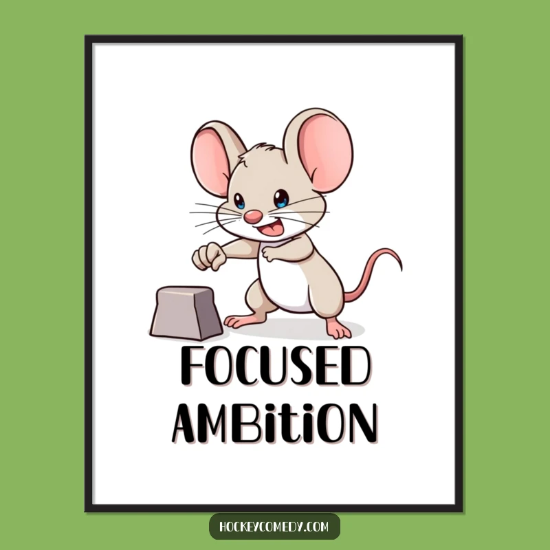 Funny Brave Mouse Poster - Inspiring Goal Getter Wall Art, Unique Gift!