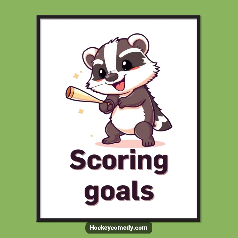 Funny Badger Hockey Poster: Bring Cheerful Game Action Home